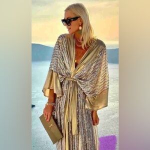 Elegant Gold and Silver Women's Dress